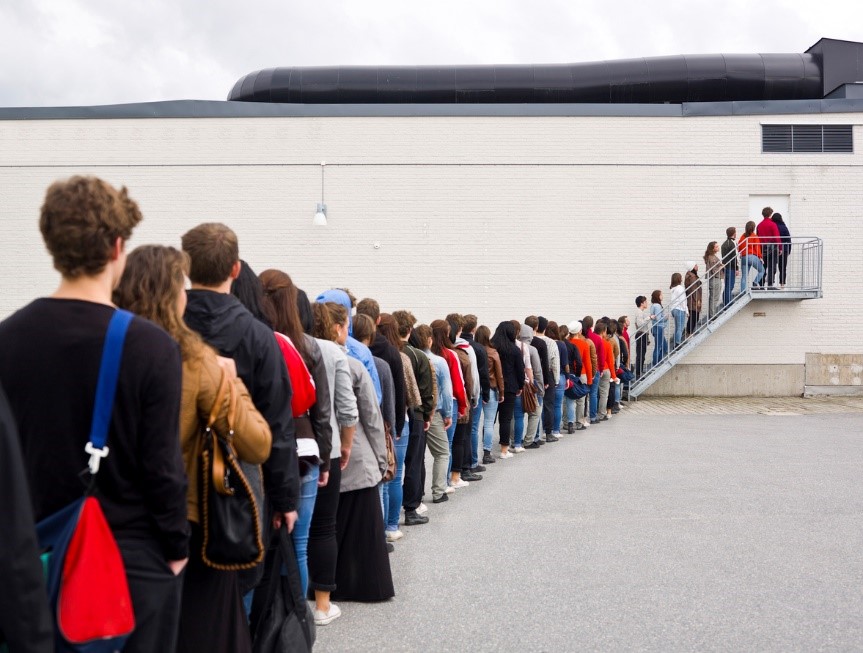 People standing in a queue