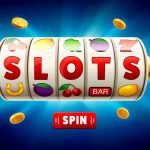 slots 3d element isolated on blue background