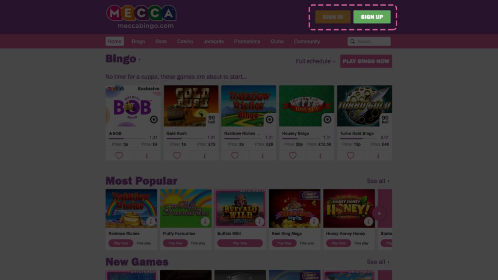 mecca bingo online sign in