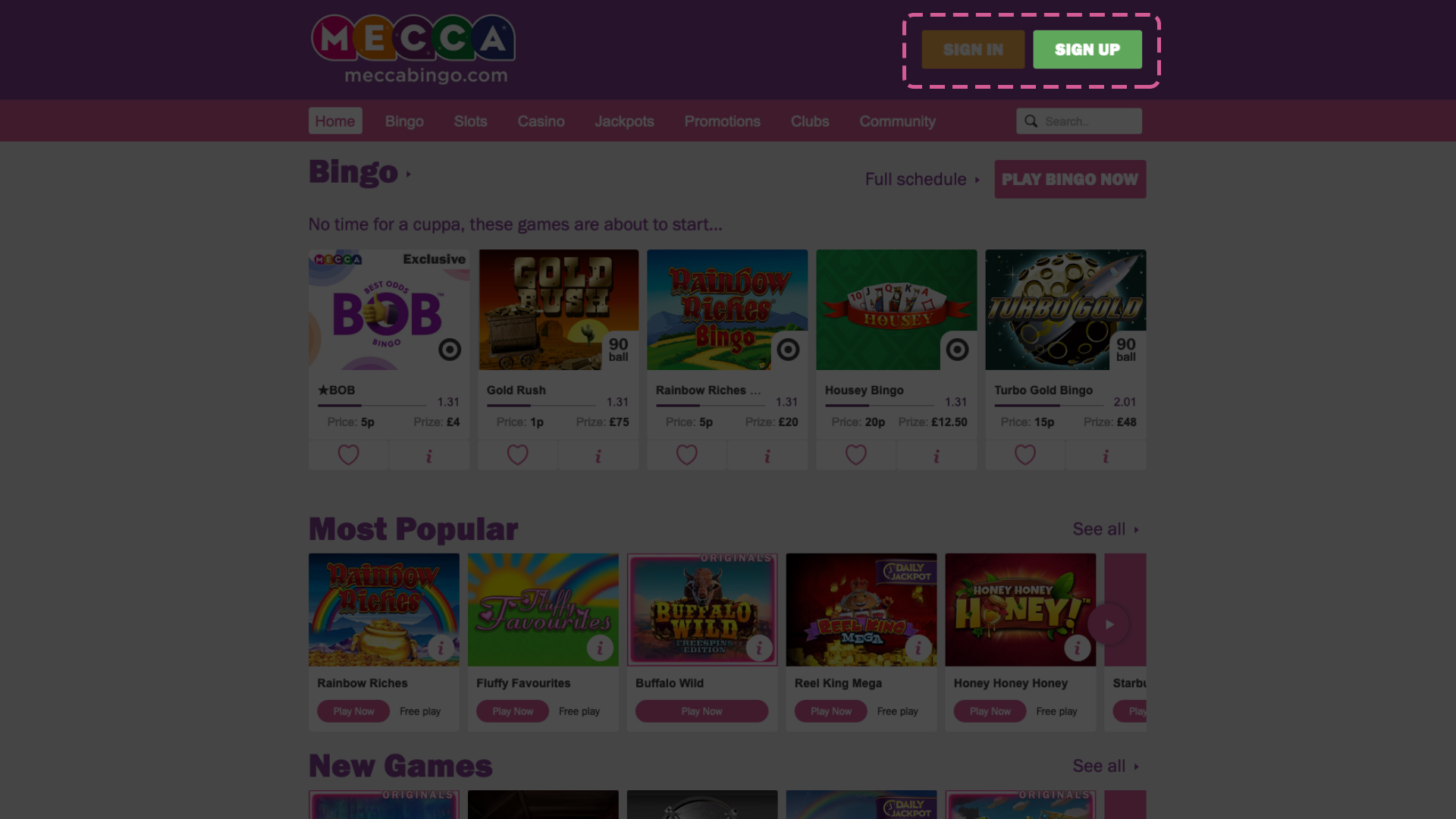 bingo free mecca online play register