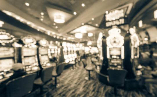 Vintage tone gambling abstract background. Blurred slot machines