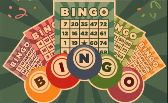 retro vintage illustration of bingo game cards and balls