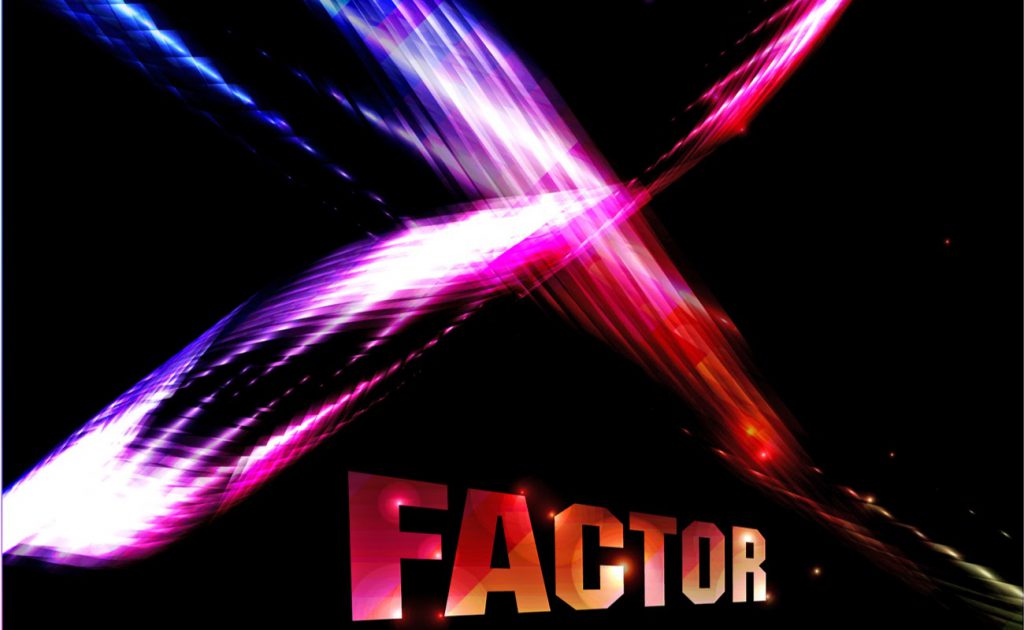 a neon x in lights and the word factor