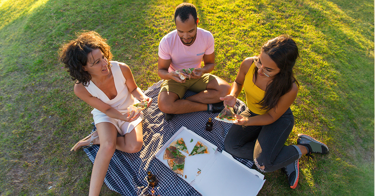 Image of People Eating Street Food in the Park