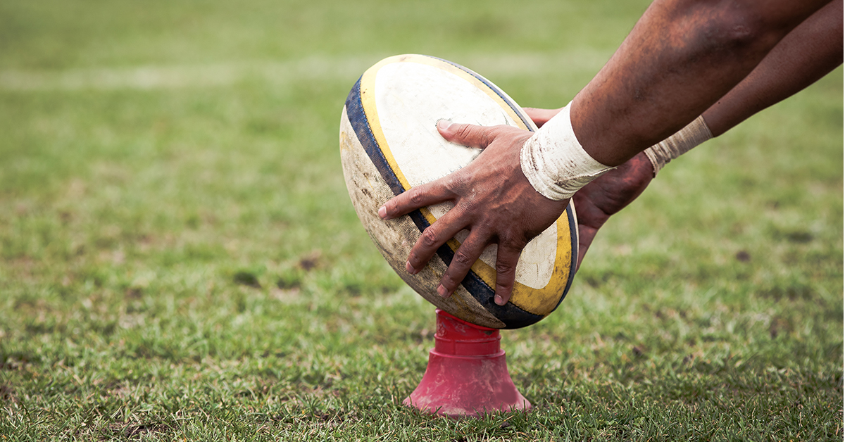 Owen Farrell kicking in the England vs Wales 2023 Six Nations game