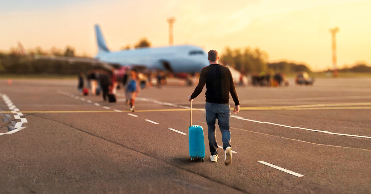 People getting on a flight