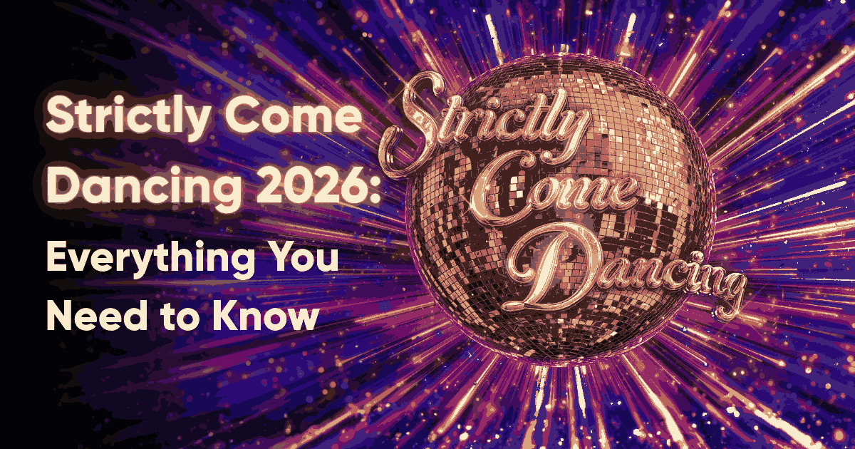 Strictly Come Dancing 2026: Everything You Need to Know with a glitterball and colourful light effects.